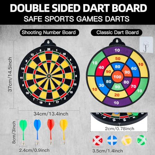 HELLO PAPAYA Magnetic Dart Board - 12Magnetic Darts+12Sticky Balls Or 2 Toy Gun+40 Foam Dart,Fun for Family Game and Party with Friends, Christmas Birthday Gifts Toys for 3-12 Year Old Boys - style: 14in-12Magnetic Darts+12Sticky Balls