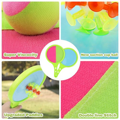 Toss and Catch Game for Kids: Toss and Catch Balls Set of 2 - Outdoor Catching Ball Paddle Toys for Ages 3+ Beach Paddle Ball Sets for Yard, Backyard, Summer - style: 4Paddles+6Balls