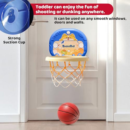 Kids Basketball Hoop Indoor, 【Large Size Auto Score & Sound】 Height Adjustable Basketball Goal with Silent Ball, Suction Cup & Hook Mount, Easy Install for Toddlers 1-6 Years Old - size: Small-No Score