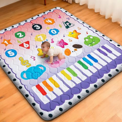 RONGFA Baby Play Mat for Floor, 50'' x 50'' Thicken Foam Soft Padded Mat for Baby, Playpen Mat for Toddlers Infant Kids, Machine Washable, Non-slip Bottom Safe for Crawling (Piano) - color: Piano, size: 50"×50"