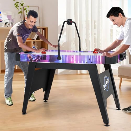Goplus 56 Inch Air Hockey Table, Air Hockey Arcade Game Table with Digital LED Scoreboard, Powerful 12V Motor, 2 Pucks, 2 Pushers for Home, Office, Game Room