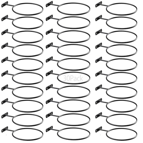 Mounted Ball Wall Storage Display Universal Ball Rack Metal Black Rack Holder Space Saver for Basketball Football Volleyball Soccer Storage Display - size: 30 Pack/6in