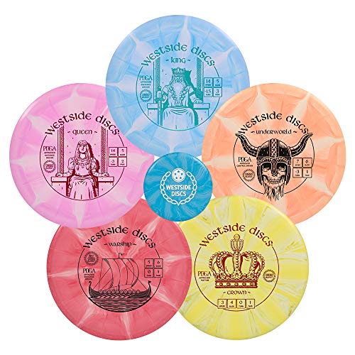 Westside Discs Origio Burst 5-Disc Golf Starter Set - Beginner Disc Golf Accessories for Men - 2X Drivers, 1x Fairway Driver, Midrange & Putter - Mini Marker Included - Colors Will Vary - style: 5 Pack