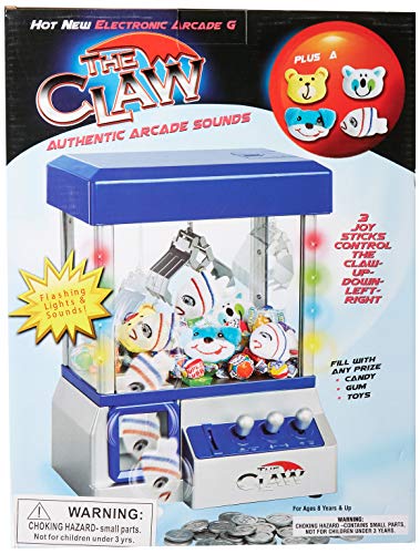Claw Machine - Arcade Mini Toy Grabber Machine for Kids - Candy Machine- Retro Carnvial Music & Flashing Lights- Best Birthday Gift Game. Use Gumballs, Candy, Toys, or Small Prizes (Blue)