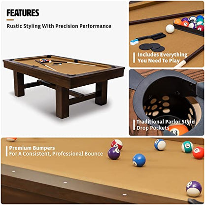 EastPoint Sports Dayton Beige 96-Inch Pool Table - Professional Grade 8 Ball Pool Game Table for Billiards, Indoor Games in Rec Room, Basement & Family Game Room