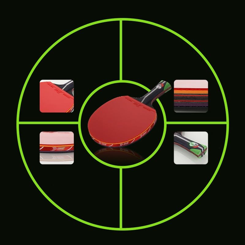 Professional Ping Pong Paddle, High Performance Table Tennis Racket for Training and Competition, 5 Layers of Pure Wood + 2 Layers of Carbon, Flared Handle