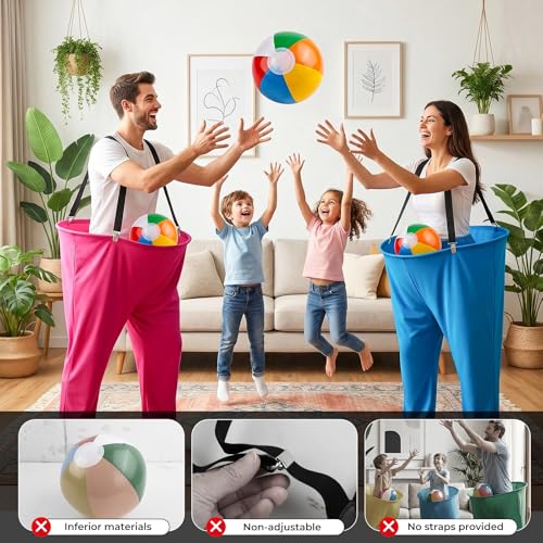 Granny Pants Yard Game Set, Giant Yard Games with 20 Bouncy Balls, 4 Suspenders, Pumps & Flags, Funny & Outdoor Games for Adults and Family, Huge Backyard Games for Lawn, Camping & Party Games