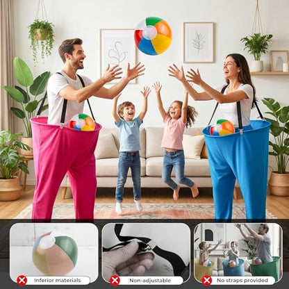 Granny Pants Yard Game Set, Giant Yard Games with 20 Bouncy Balls, 4 Suspenders, Pumps & Flags, Funny & Outdoor Games for Adults and Family, Huge Backyard Games for Lawn, Camping & Party Games