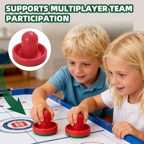 4 Set Air Hockey Pucks and Paddles Air Hockey Strikers Pushers Air Hockey Table Replacement Accessories with 2 Sets of 76mm Push Handles and 2 Sets of 96mm Push Handles, All Containing 64mm Balls