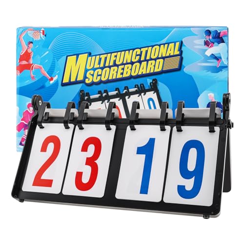 Portable Scoreboard Flip Scorekeeper for Indoor Outdoor Sports, Waterproof Tabletop Scoreboard with Double Sided Numbers 0-99, Manual Flip Counter for Basketball Volleyball Cornhole Baseball
