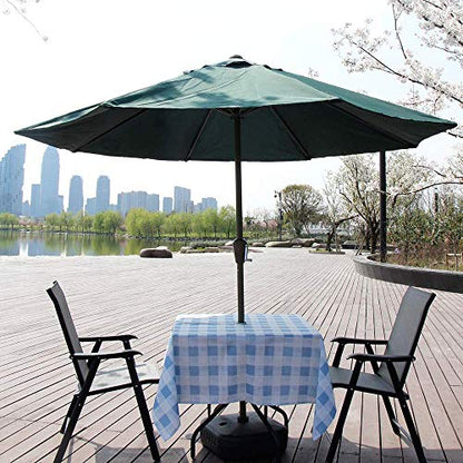 Melaluxe Spring/Summer Wrinkle-Free Waterproof Outdoor Tablecloth with Umbrella Hole and Zipper, Blue Checkered, 60 Inch Square - color: Blue Checkered, size: 60" x 60" (Square)
