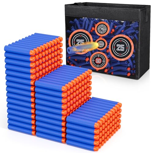 Pokiiulk 300 Darts Fits for Nerf Elite Blasters, Compatible with Disruptor, Strongarm etc. Elite Blasters, with a Target Fits for Nerf Blasters, Blue, 0.4in - color: 300 DARTS & TARGET