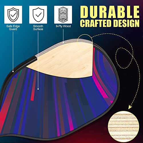 Dulce DOM Pickleball Paddles Set of 2/4 - USAPA Approved, 4 Indoor Outdoor Pickleball Balls, Fiberglass Surface Paddle Racket with Cover Bag, Ideal Training Equipment Gift for Men & Women - color: Dark Purple*4