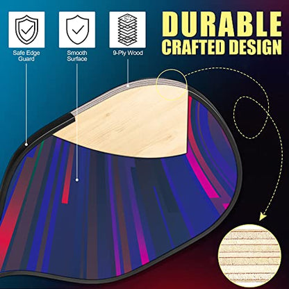 Dulce DOM Pickleball Paddles Set of 2/4 - USAPA Approved, 4 Indoor Outdoor Pickleball Balls, Fiberglass Surface Paddle Racket with Cover Bag, Ideal Training Equipment Gift for Men & Women - color: Dark Purple*4