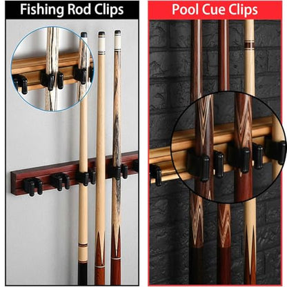 Pool Cue Holder Clamps(Include Screws), Billiards Snooker Cue Locating Clip Holder Regular Fishing Rod Storage Clips Black for Pool Cue Racks Include Screws (Medium) - size: Medium