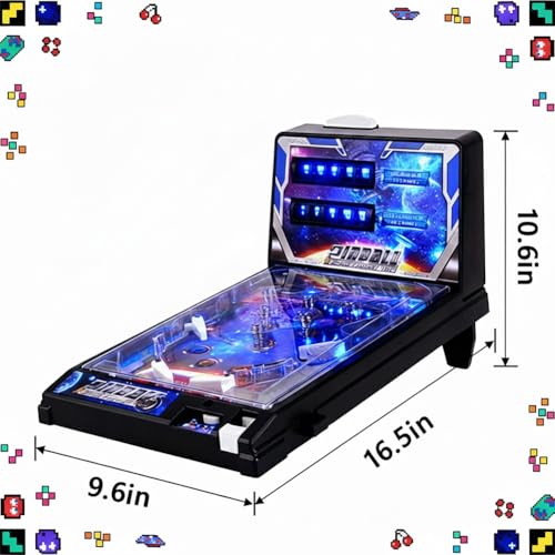 Tabletop Arcade Pinball, Pinball Game with Lights & Sounds, Classic Tabletop Game, Parent Child Interactive, Ball Shooting Adults-Kids 3+