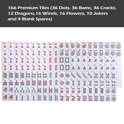 American Mahjong Game Set, 166 Quality White Tiles, 4 All-in-One Color Rack/Pushers, Mahjong Tile Set with Light Blue Printed Carrying Bag - color: Light Blue