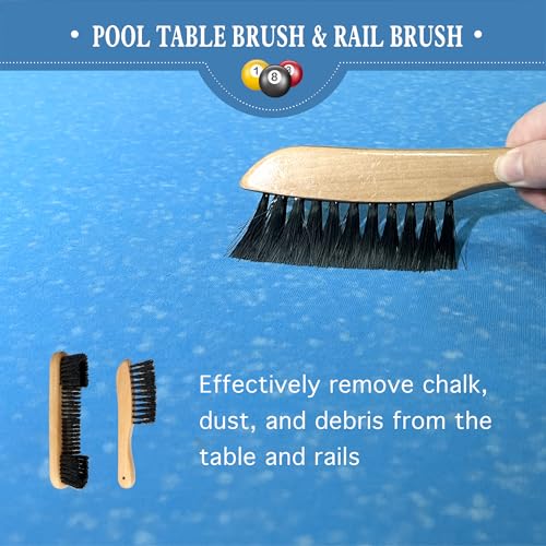 LAKINGO Pool Table Brush Set for Felt, 5 Kit Billiard Table and Rail Cleaning Accessories with 2 Wood Brush, 2 Ferrule Polish Cloths, Cue Shaft Cleaner Cloth - color: 5 Kit - Natural