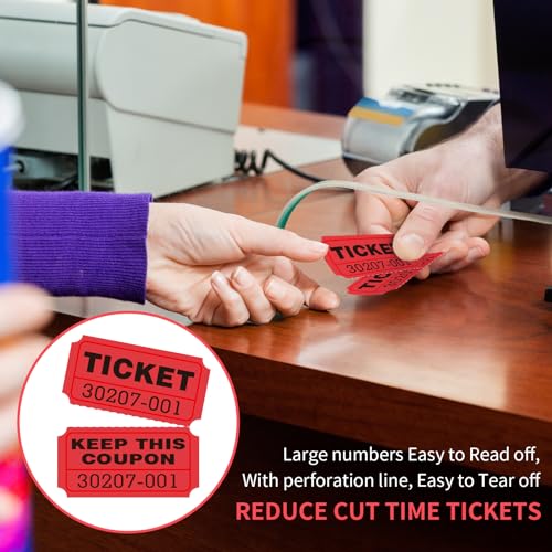 L LIKED Raffle Tickets Double Rolls 1000 Per Roll 50/50 Raffle Tickets for Events,Carnivals, Entry, Class Reward, Prizes(Red) - color: 1000 Red