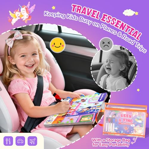 JoyCat Seek & Find Game Book, Educational Toys for Girls Ages 3-5, Preschool Learning Activities for Toddlers & Kids, Christmas Road Trip Travel Toys for Car & Airplane, Gifts for 3 4 5 6 Year Olds - style: 3. Seek & Find Girls