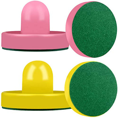 ONE250 Air Hockey Pushers and Red Air Hockey Pucks, Goal Handles Paddles Replacement Accessories for Game Tables (4 Striker, 4 Puck Pack) - color: Pink & Yellow