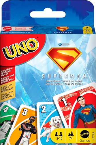 Mattel Games UNO Superman Card Game for Kids, Adults & Family Nights, Parties, Travel & Camping, Toy Collectible Inspired by the Movie - style: UNO Superman