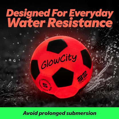 GlowCity Glow in The Dark Soccer Ball + Glider LED Flying Disc, Light Up, Durable, Multi-Color, Perfect for Evenings and Night Time, Great Gift for All Ages Teens