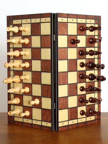 Large 17-Inch Magnetic Wooden Chess Set - Perfect for Adults and Beginners Handcrafted Unique Folding Design Board Games