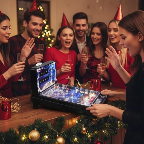 Mini Electronic Pinball Game with Scorer Light and Sound Tabletop Adults Pinball Machine for Kids Retro Desktop Arcade Pinballs Toy