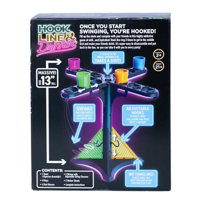 Endless Games Ring Toss Game for Adults – Tabletop Hook and Ring Game for Game Night, Tailgates, Parties and More! | 13" Tower with Plastic Mini Cups | 2+ Players