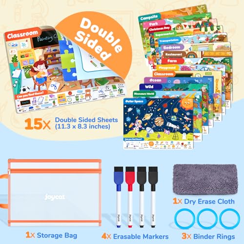 JoyCat Seek & Find Game Books - Preschool Learning Activity for Toddlers & Kids Ages 3-5, Travel Activities Toys for Road Trip Car Airplane, Busy Book, Birthday Gifts for Girls and Boys Ages 4-8 - style: 2. Seek & Find
