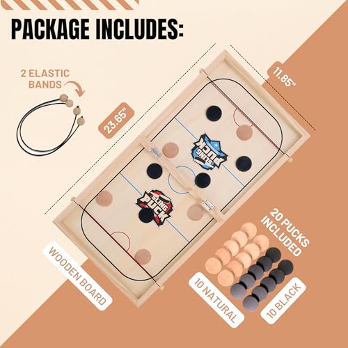 Fast Sling Puck Game - Super Winner Slingshot Puck Board Game - Sling It Shot 2 Player Hockey Table for Kids, Teen and Adults - Christmas Indoor Family Tabletop Games - style: 24 Inch Large