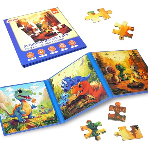 Dinosaur Magnetic Puzzles for Toddlers 3-5 36PCS-3 Animal Themes Puzzles for Kids 4-6 Travel Puzzle for Airplane/Car/Road Trip/Gift Toys for 3-5 Year Old Girls and Boys - color: Dinosaur