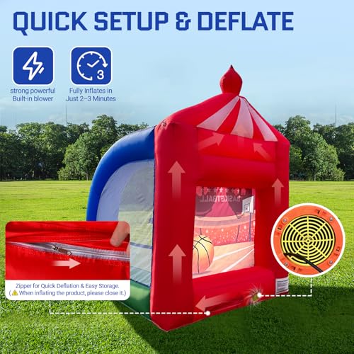 OZIS Inflatable Basketball Hoop Shot with Balls and Built-in Blower Portable Fun Shooting Target Hoops, Interactive Inflatable Carnival Games for Commercial Events, Parties, Family Activities - style: Basketball Hoop