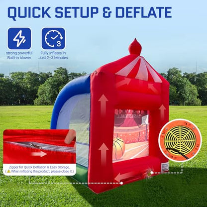OZIS Inflatable Basketball Hoop Shot with Balls and Built-in Blower Portable Fun Shooting Target Hoops, Interactive Inflatable Carnival Games for Commercial Events, Parties, Family Activities - style: Basketball Hoop