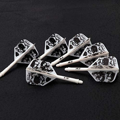 CUESOUL 3 Sets Integrated Dart Shaft and Flights,Dart Shaft Length 21mm/28mm/33mm - color: Shaft Length 21mm+28mm+33mm-Big Wing Shape-Green Skull