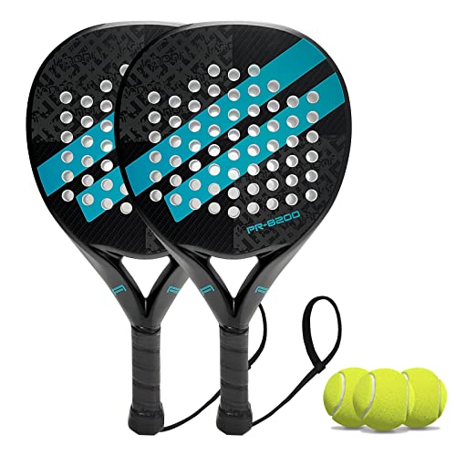 IANONI Padel Racket Carbon Fiber Surface with EVA Memory Flex Foam Core Padel Tennis Racquets Paddle Tennis Racket - color: T-PR8200 BLUE-2