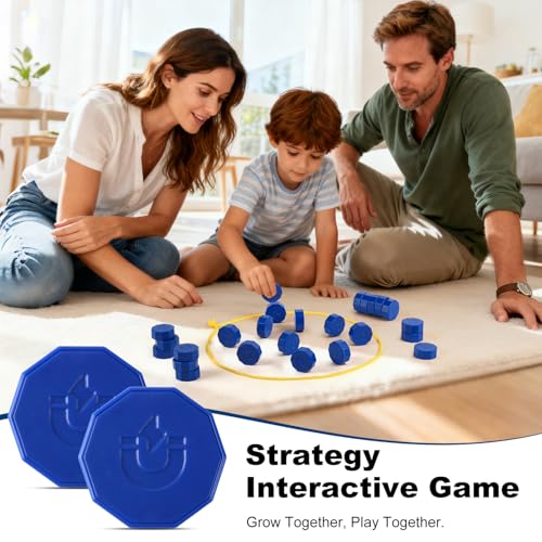 Magnetic Chess Game with 24 Full-Size Stones, Magnet Game with 3 String & Portable Storage Bag, Strategy Board Game for Family Game Night, Indoor Outdoor Use for Kids Adults