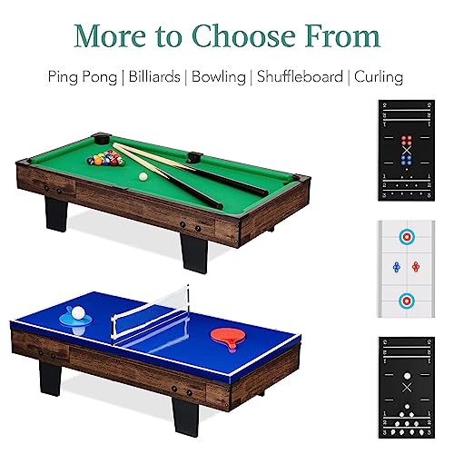 Best Choice Products Multi-Game Table Series – Interactive Game Tables for Kids with Foosball, Air Hockey, Billiards, Ping Pong & More | Childrens - color: 11-in-1 Dark Wood