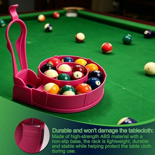 Pool Ball Rack, Hold 15 Balls, for Billiard Training, Not 3DPrinted | Portable Single Person Training Aid for Standard Pool Snooker Table Training - color: rose red
