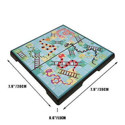 Mini Snakes and Ladders Board Game Set -7.9″, Magnetic Travel Board Game, Family Fun Toys/Gift for Kids - style: Mini Rounded Corner Style
