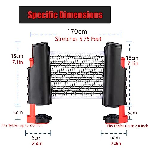 Retractable Table Tennis Net Replacement, Ping Pong Net and Post for Ball Shooters Multi-Ball Training or Serve Practice, Stretches 5.75 Ft - color: Deep Coffee