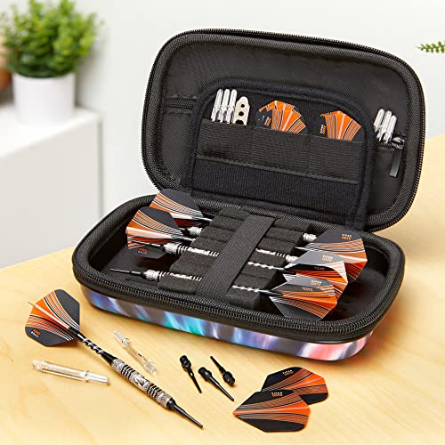 Casemaster by GLD Products Sentinel 6 Dart Case, Holds Extra Accessories, Tips, Shafts and Flights, Compatible with Steel Tip and Soft Tip Darts, Impact & Water Resistant Tactech Shell, Tie Dye - color: Tie Dye
