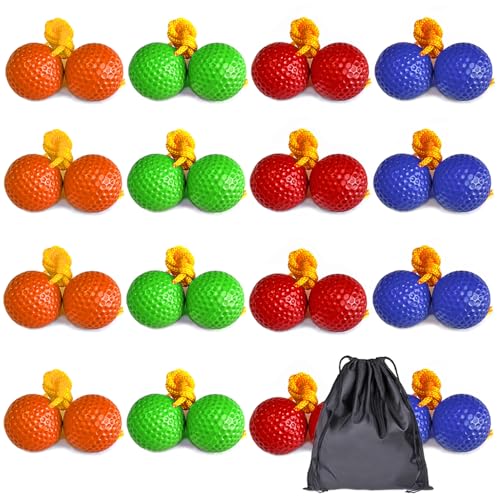 16PCS Ladder Ball Set Ladder Toss Balls Replacement Balls with Storage Bag for Toss Match (Red Blue Green Orange)