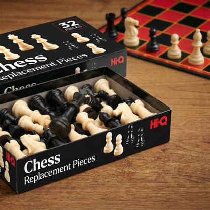 Chess Replacement Pieces – Complete Set of 32 Staunton Style Tournament Chessmen – Cream & Black Plastic Figures – Full Set for Replacement or Upgrades – King Height 2.5 Inches - style: Chess