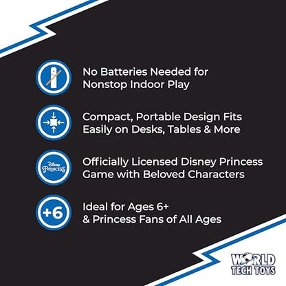World Tech Toys Disney Princesses Tabletop Bowling Game – Spring Launcher, Auto-Reset Pins, Disney Arcade Style – Mini Games for Kids & Adults - Ages 6+