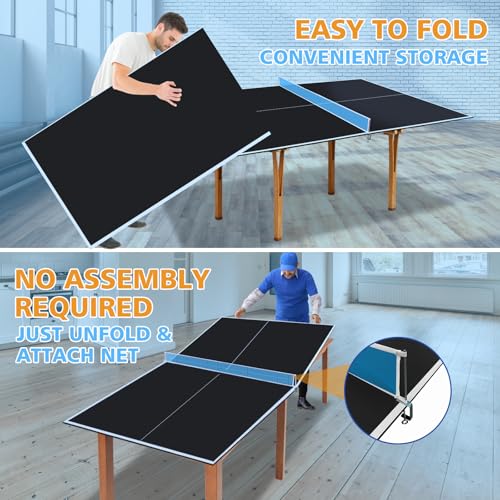 7/8/9ft Mid-Size Ping Pong Conversion Top with Net Set for Billiard and Pool Tables - Regulation Top Converts Billiards into Ping Pong Table Blue/Green/Black - color: blakc, size: 8.5 FT