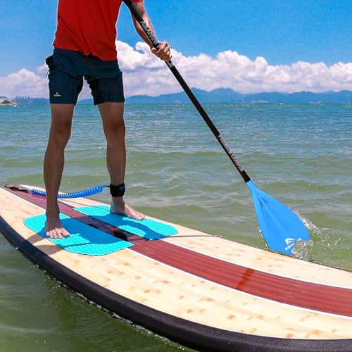 Abahub 1 x 3 Section Carbon Fiber SUP Paddle, Adjustable 67''-86'' Stand Up Paddle Lightweight Carbon Shaft, Black/Blue/Yellow/Green/Orange/Red Plastic Blade + Paddle Bag - color: Blue-SUP Paddle