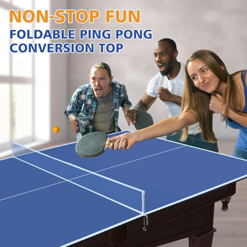 8.5Ft Blue Mid-Size Ping Pong Conversion Foldable & Portable Table Tennis Table for Indoor Games - Blue - Professional - Indoor Games - Portable