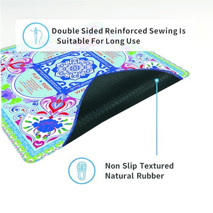 Mahjong Mat for Table with Rules 33×33", 3mm Thick, Boho Floral Design | Non-Slip, Waterproof, Noise-Reducing Table Cover for American Mahjong, Poker, Board Games , Dominoes, and Card Games - color: Blue-2